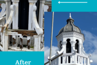 the cupola before and after pictures. A white cupola on the top of a building